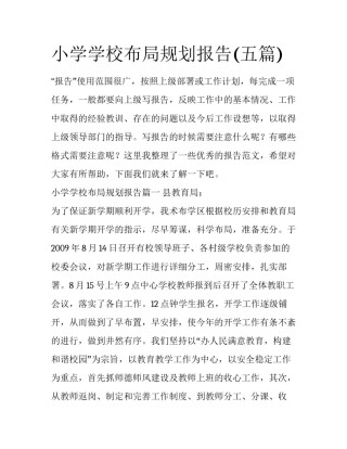 小学学校布局规划报告(五篇)