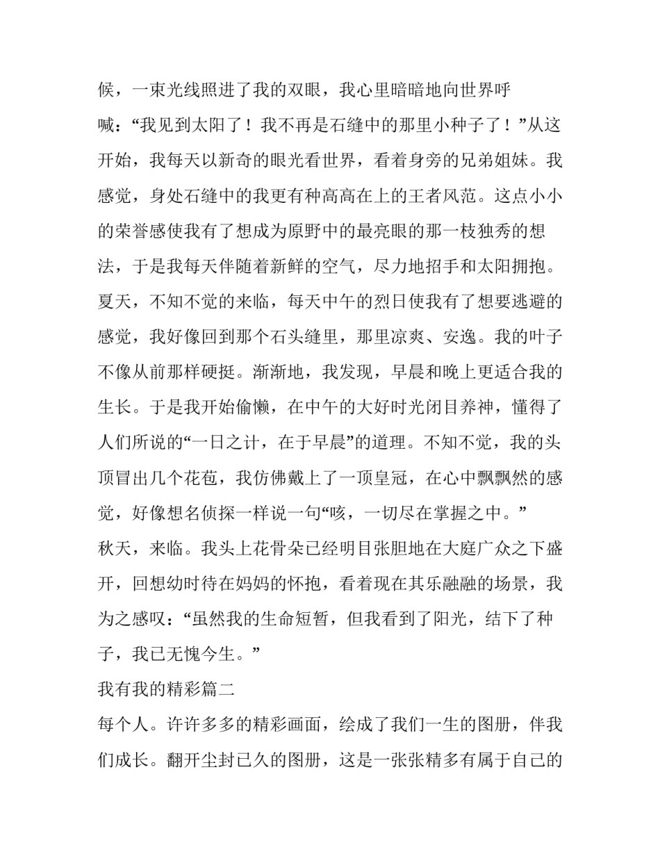 2023年我有我的精彩 我有我的精彩演讲稿(汇总10篇)_第2页