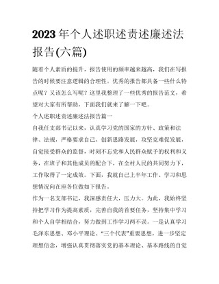 2023年个人述职述责述廉述法报告(六篇)