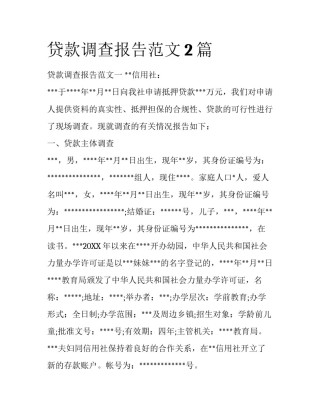 贷款调查报告范文2篇