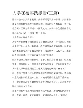 大学在校实践报告(三篇)