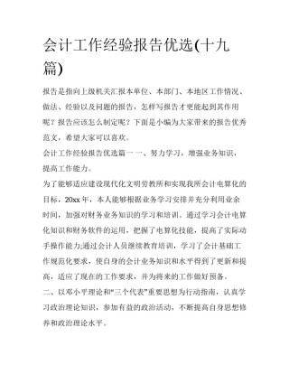 会计工作经验报告优选(十九篇)