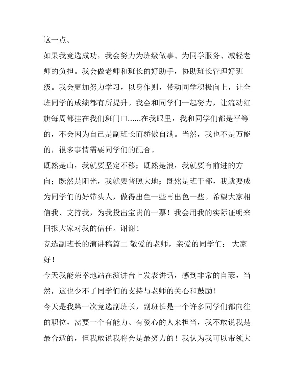最新竞选副班长的演讲稿(二十一篇)_第3页