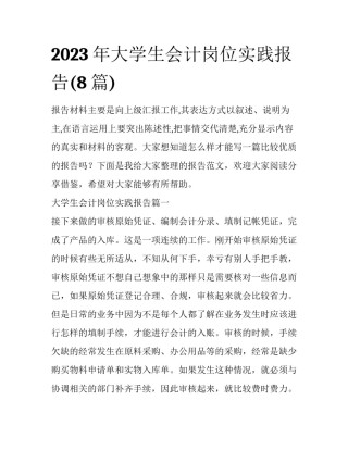 2023年大学生会计岗位实践报告(8篇)