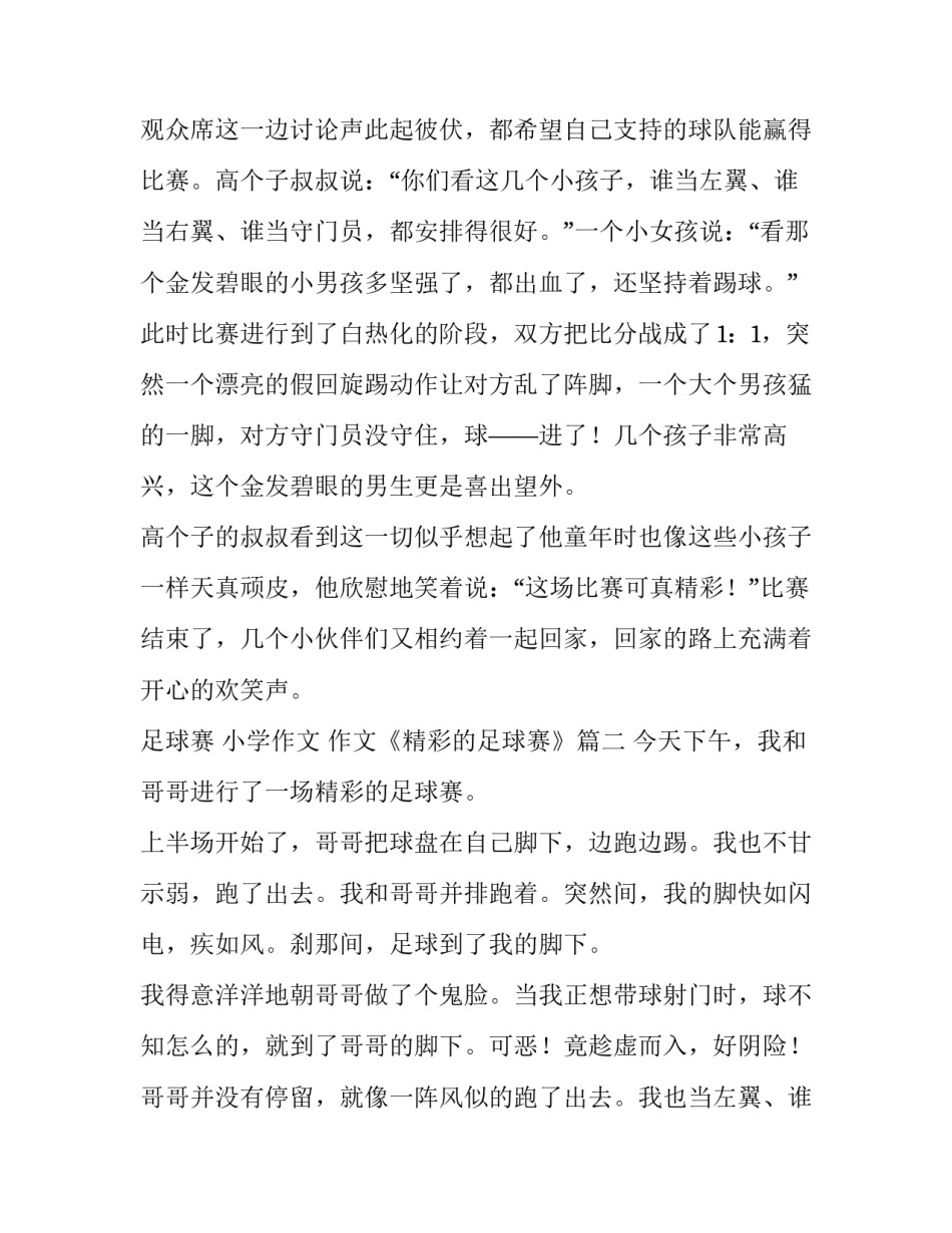 足球赛 小学作文 作文《精彩的足球赛》(6篇)_第2页