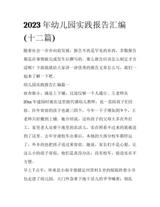 2023年幼儿园实践报告汇编(十二篇)