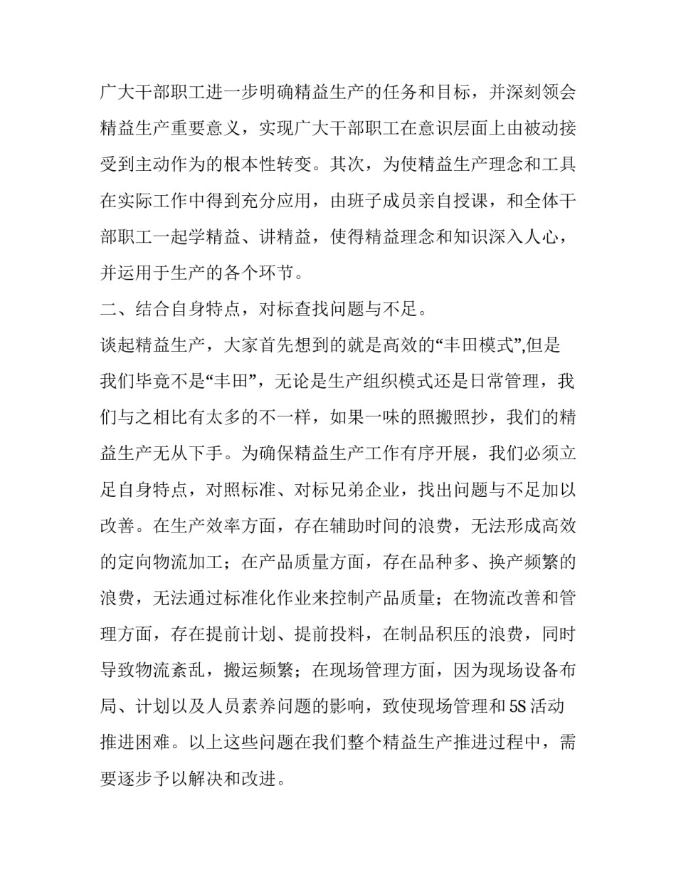 关于精益生产示范区经验总结报告范文_第3页