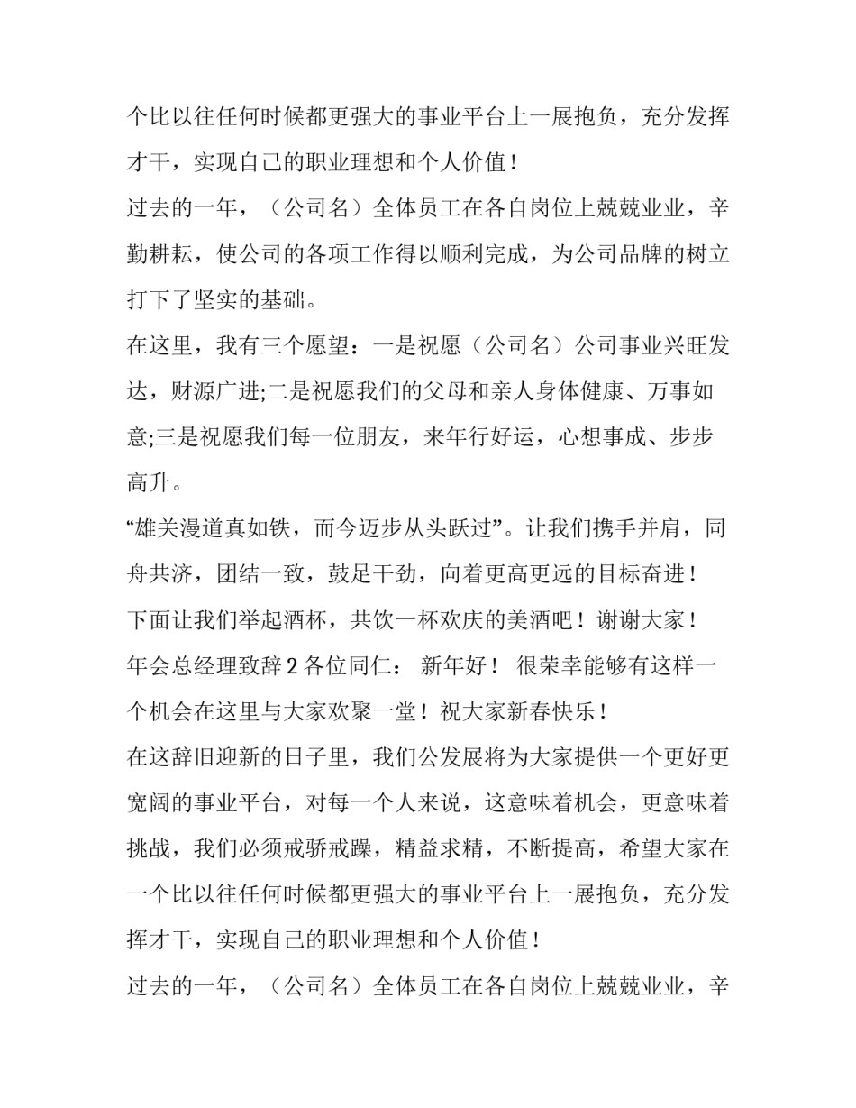 年会总经理的致辞范文_第2页