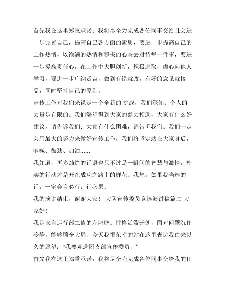 最新大队宣传委员竞选演讲稿(12篇)_第3页