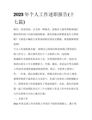 2023年个人工作述职报告(十七篇)