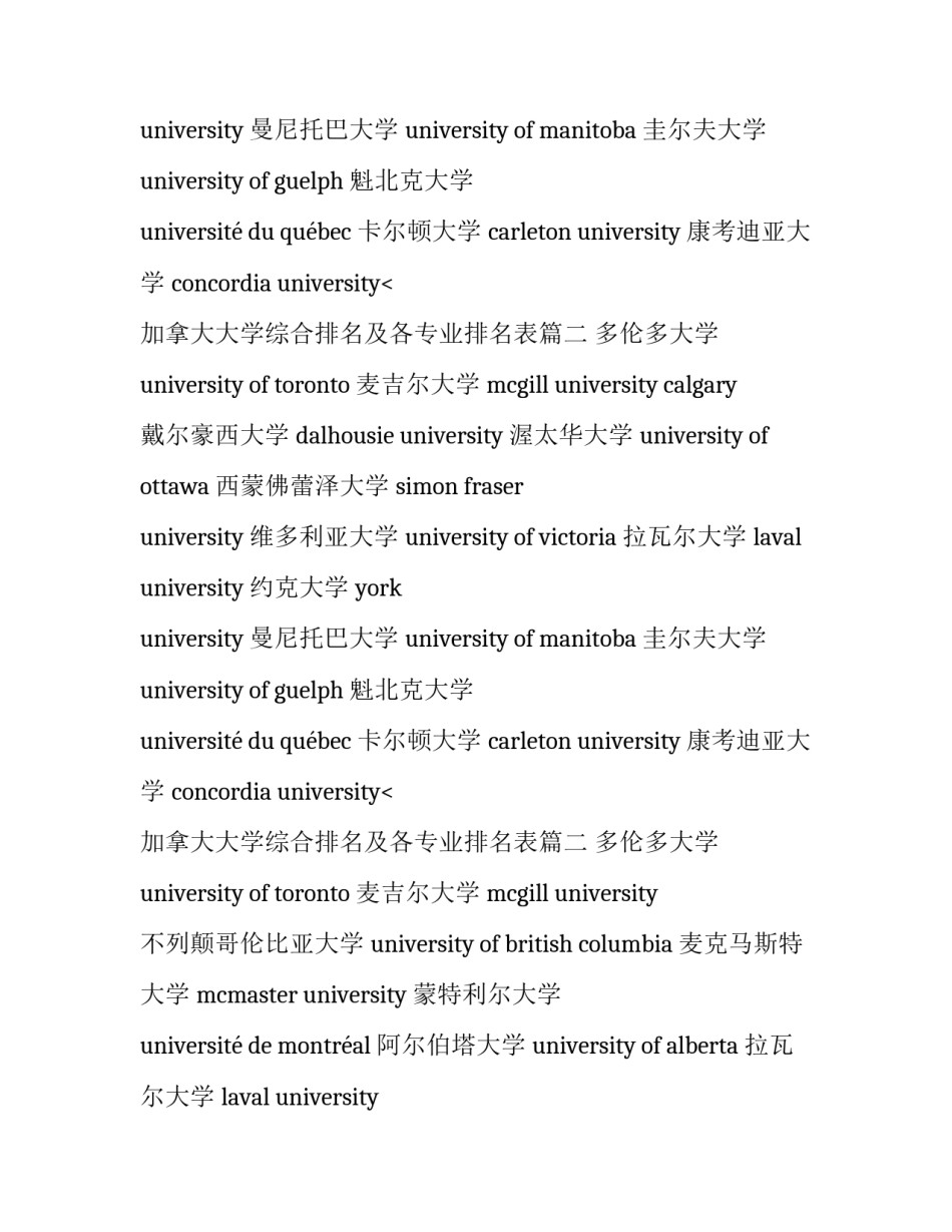 2023年加拿大大学综合排名及各专业排名表(11篇)_第2页