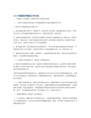 2024年医院护理部工作计划