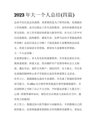 2023年大一个人总结(四篇)