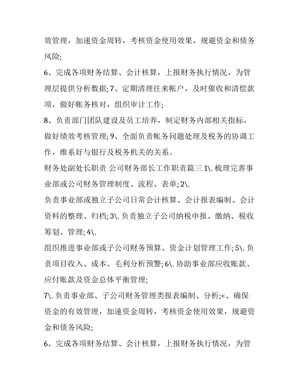 财务处副处长职责 公司财务部长工作职责(十篇)_第2页