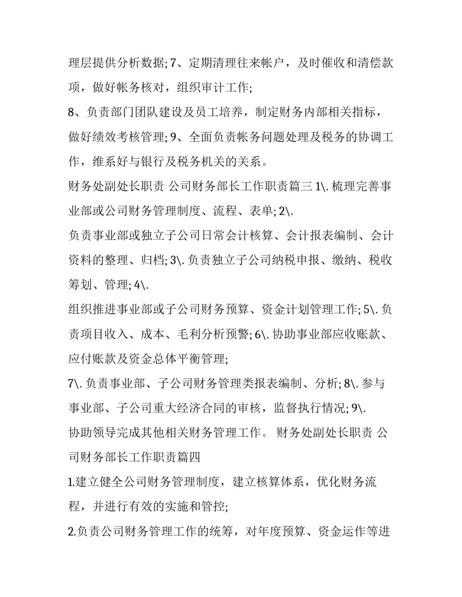 财务处副处长职责 公司财务部长工作职责(十篇)_第3页