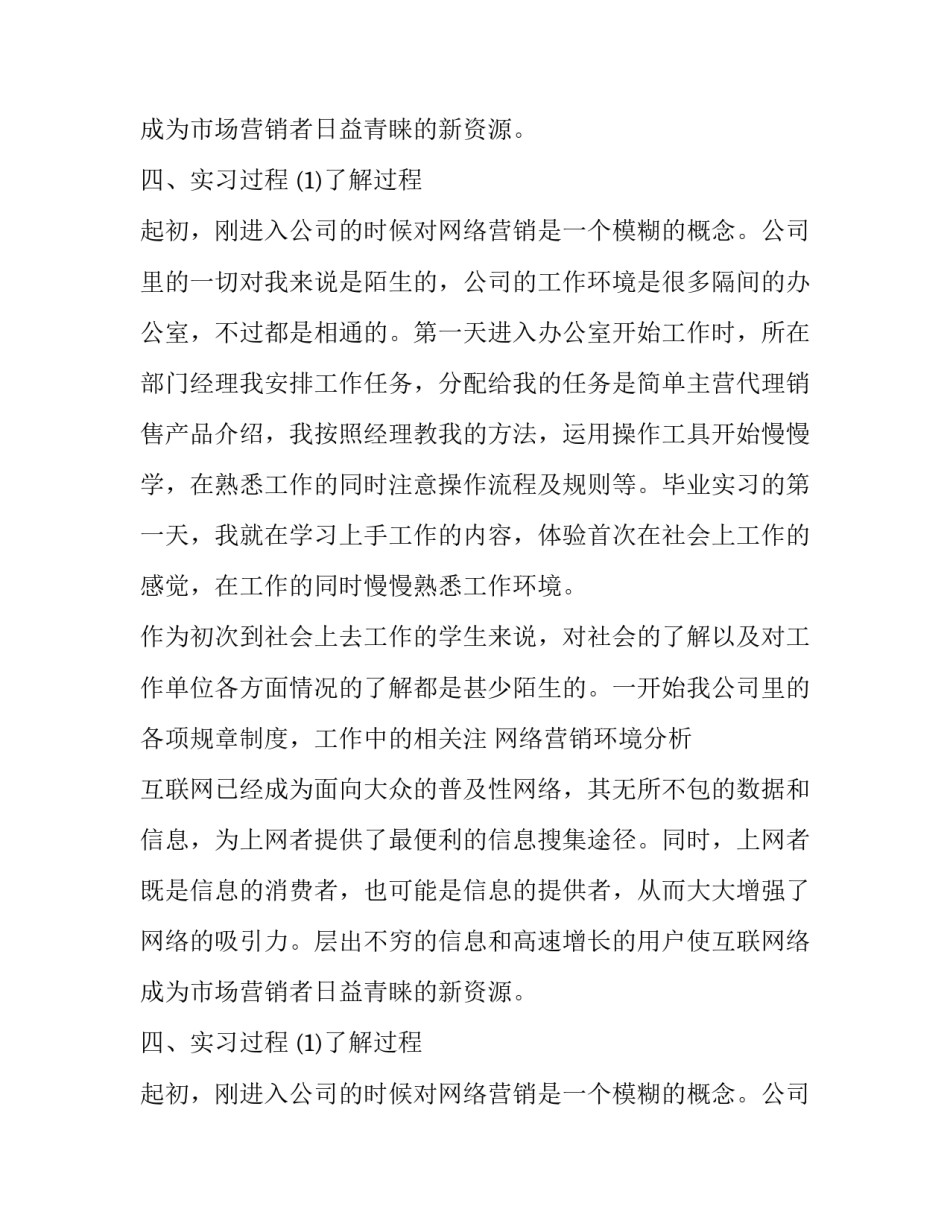 网络营销实习报告范文参考_第2页