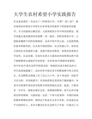 大学生农村希望小学实践报告