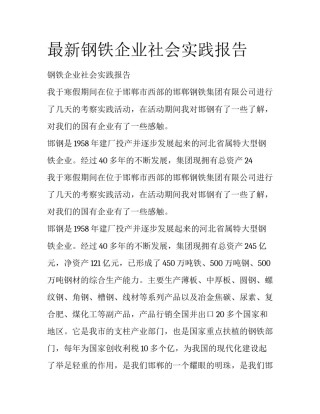 最新钢铁企业社会实践报告