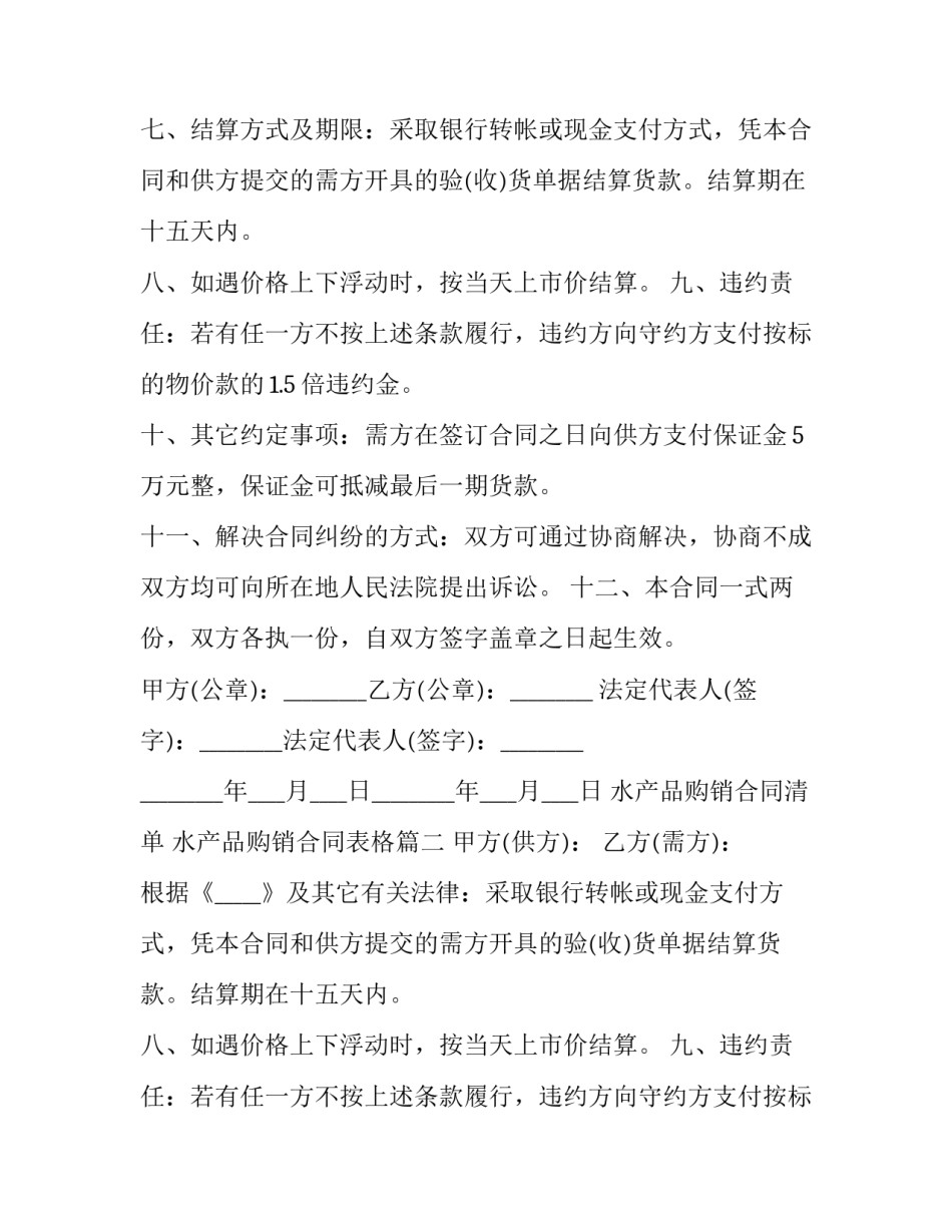 水产品购销合同清单 水产品购销合同表格(14篇)_第2页