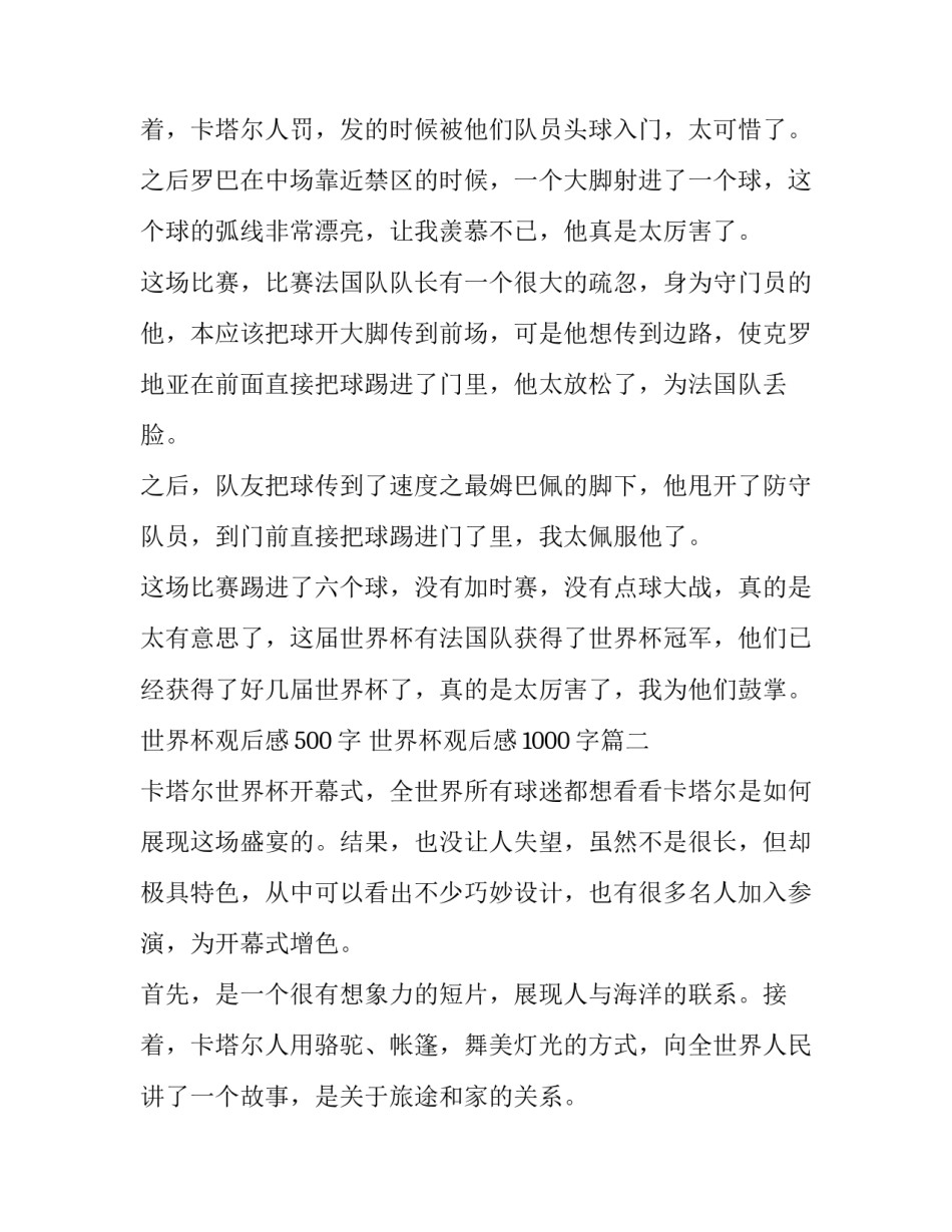 最新世界杯观后感500字 世界杯观后感1000字(8篇)_第3页