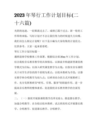 2023年琴行工作计划目标(二十六篇)