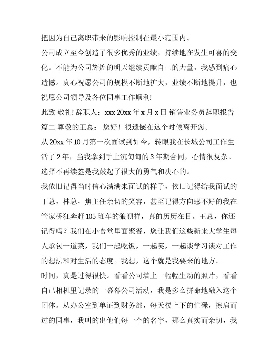 2023年销售业务员辞职报告(十篇)_第3页