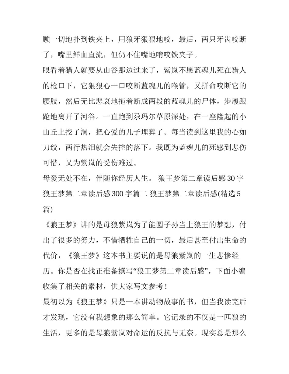 狼王梦第二章读后感30字 狼王梦第二章读后感300字(5篇)_第3页