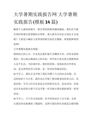 大学暑期实践报告网 大学暑期实践报告(模板14篇)