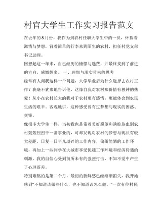 村官大学生工作实习报告范文