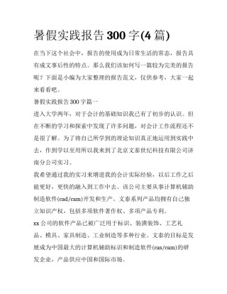暑假实践报告300字(4篇)