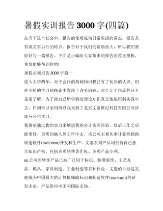 暑假实训报告3000字(四篇)