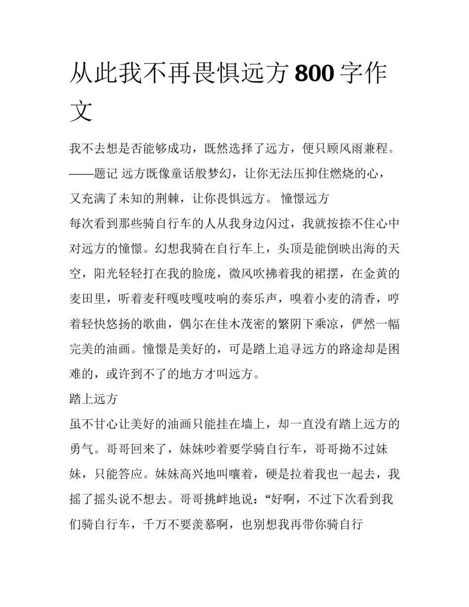 从此我不再畏惧远方800字作文_第1页