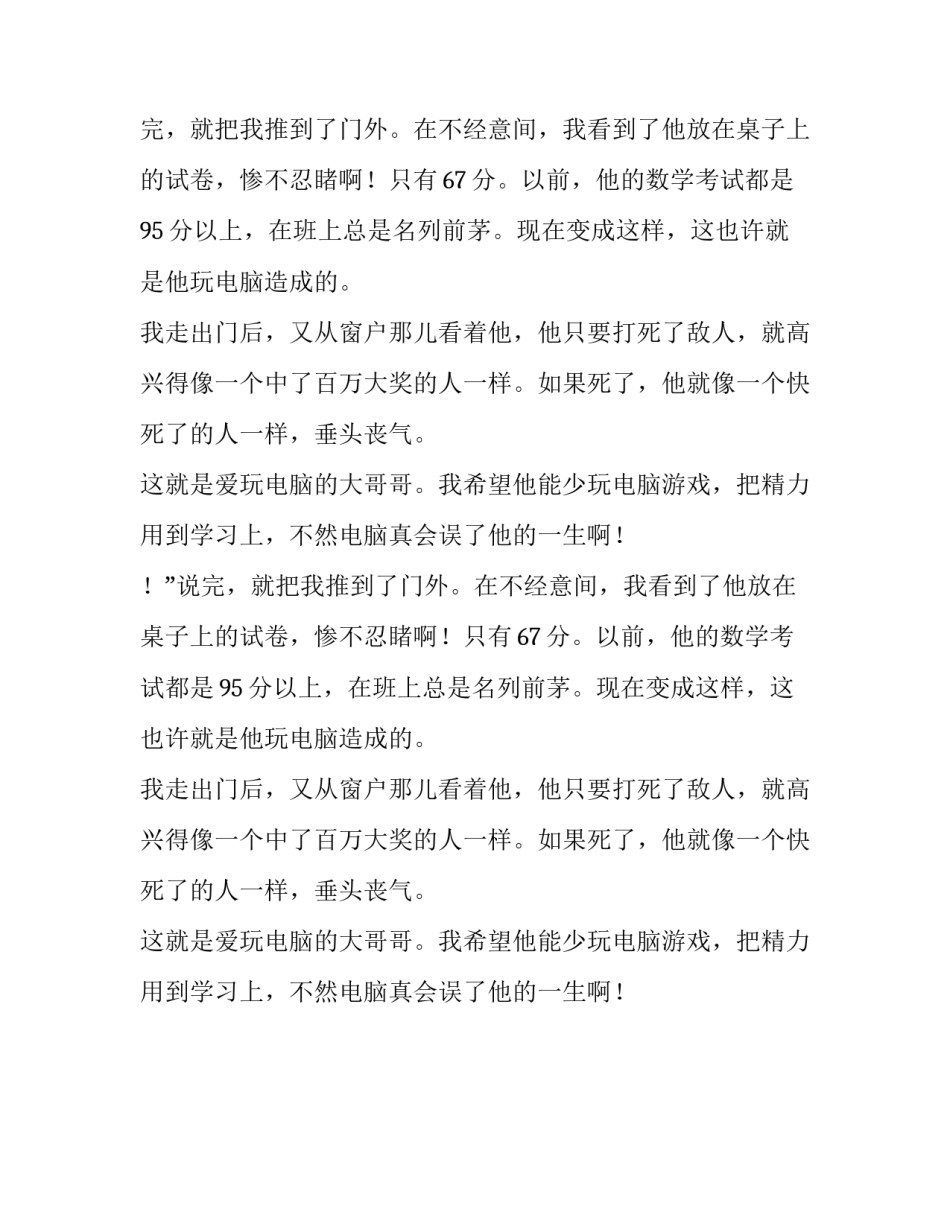 爱玩电脑的大哥哥四年级作文_第2页
