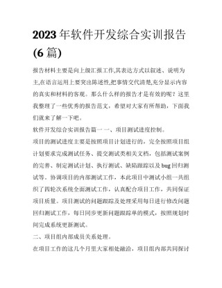 2023年软件开发综合实训报告(6篇)