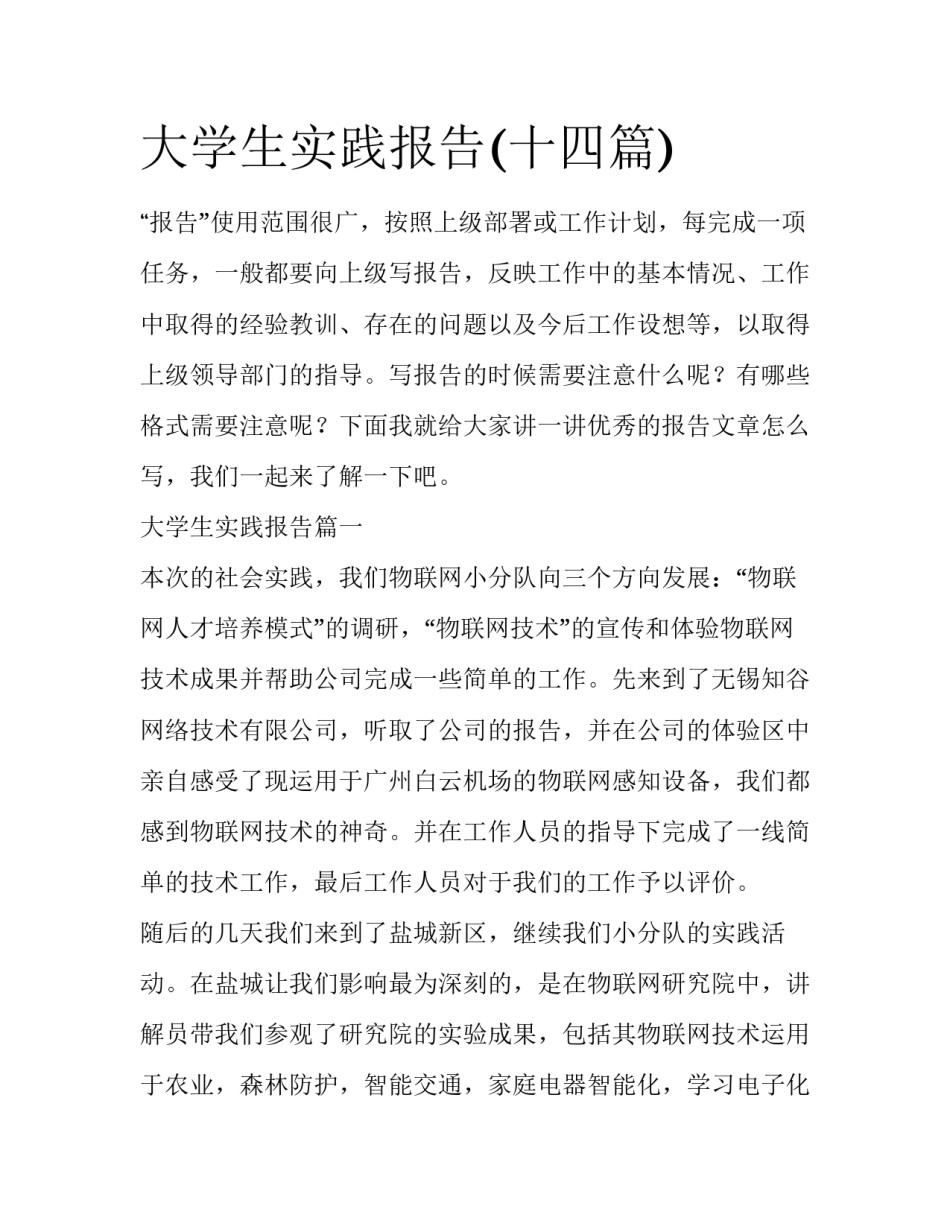 大学生实践报告(十四篇)_第1页
