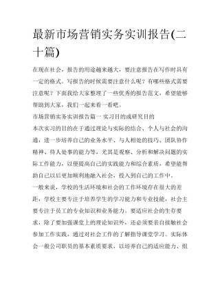 最新市场营销实务实训报告(二十篇)