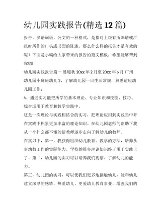 幼儿园实践报告(精选12篇)