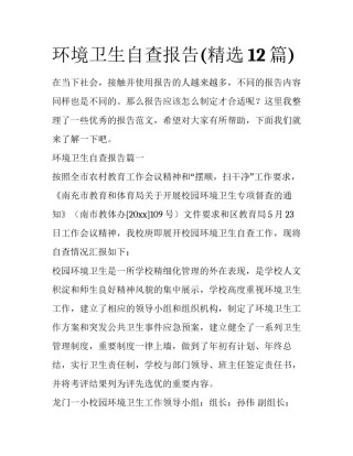 环境卫生自查报告(精选12篇)