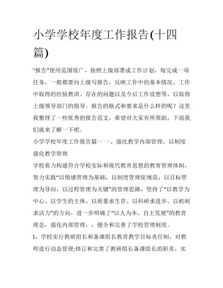 小学学校年度工作报告(十四篇)