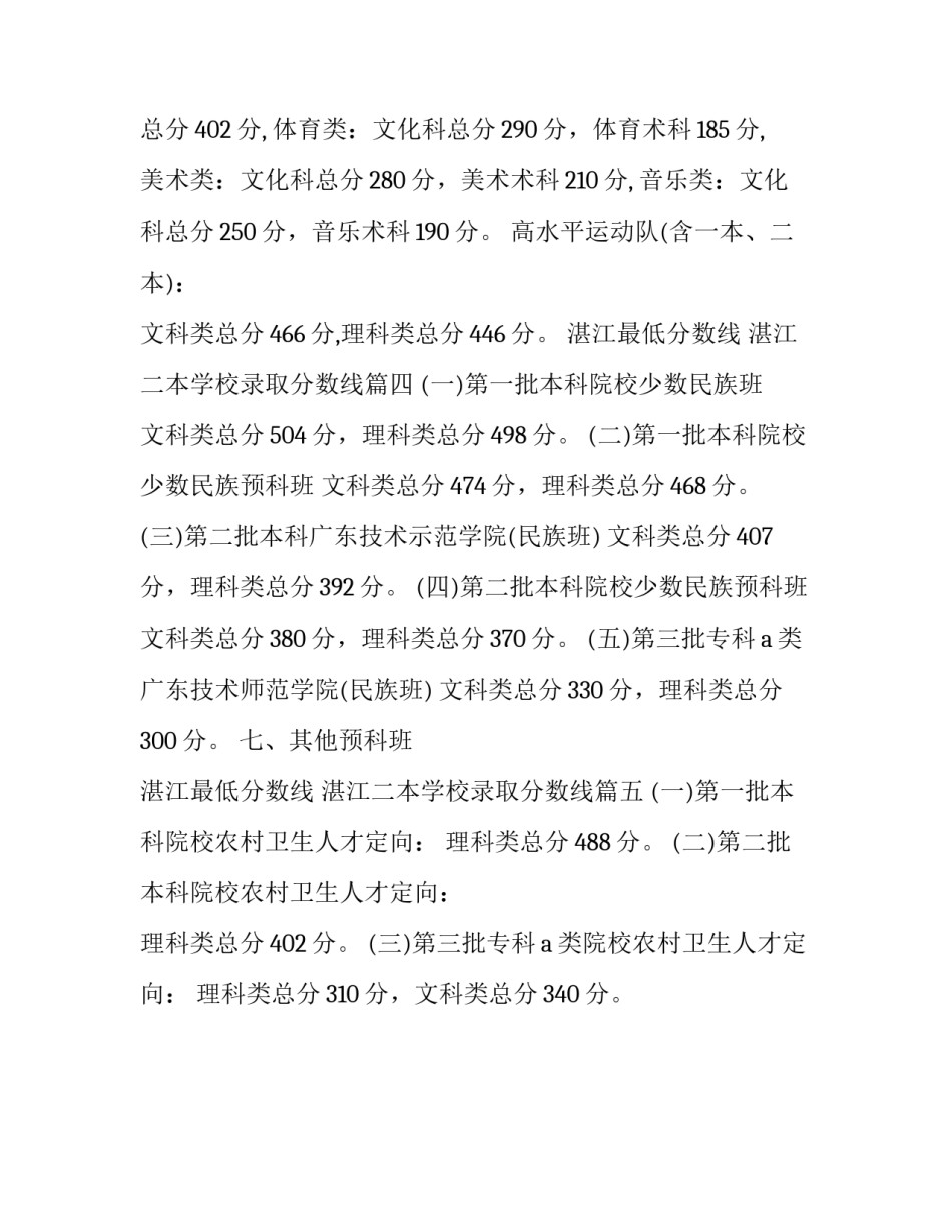 2023年湛江最低分数线 湛江二本学校录取分数线(5篇)_第3页