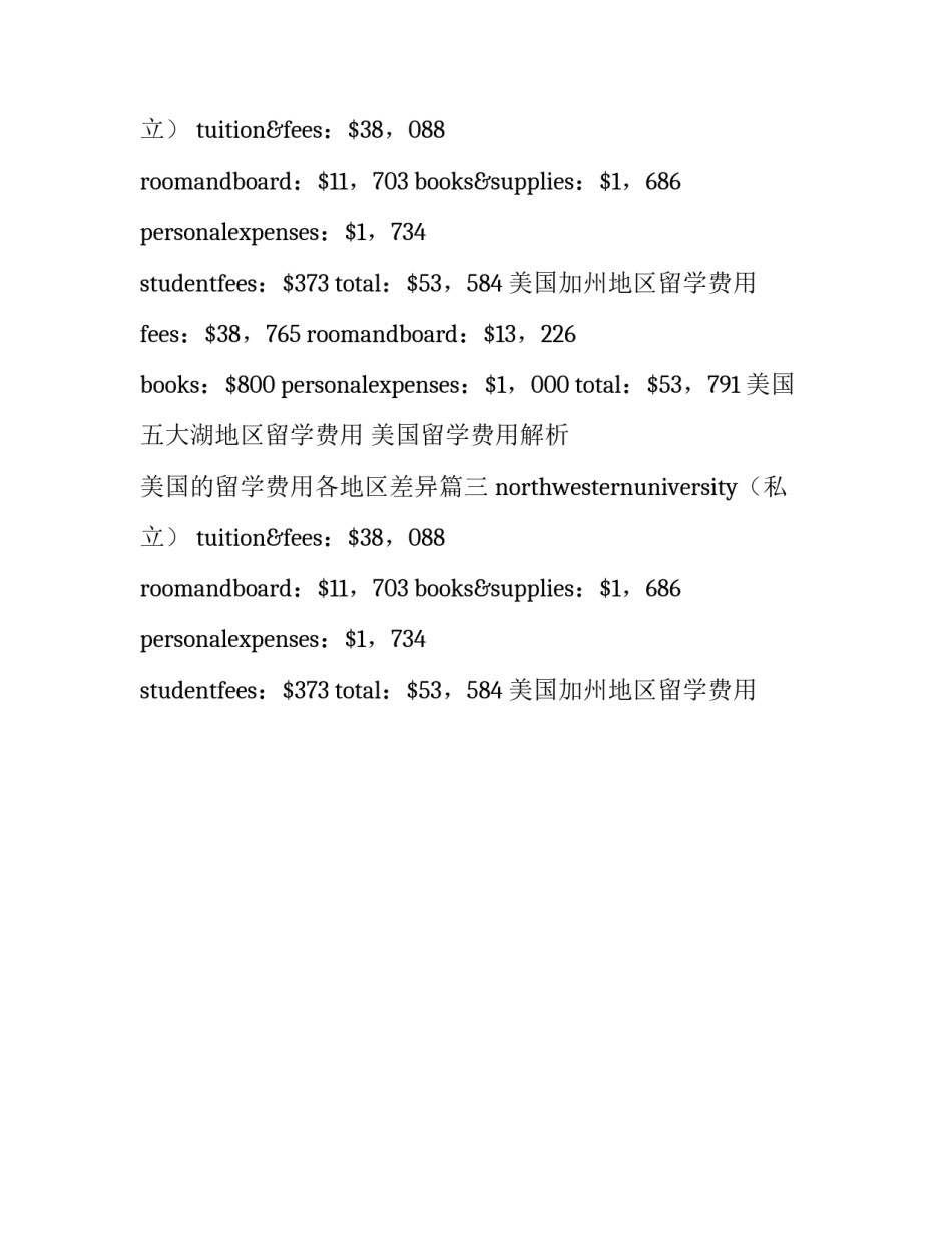 2023年美国留学费用解析 美国的留学费用各地区差异(3篇)_第2页