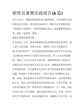 销售员暑期实践报告(6篇)