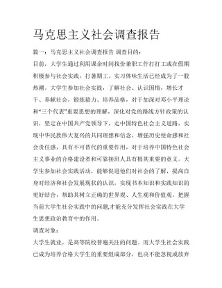 马克思主义社会调查报告