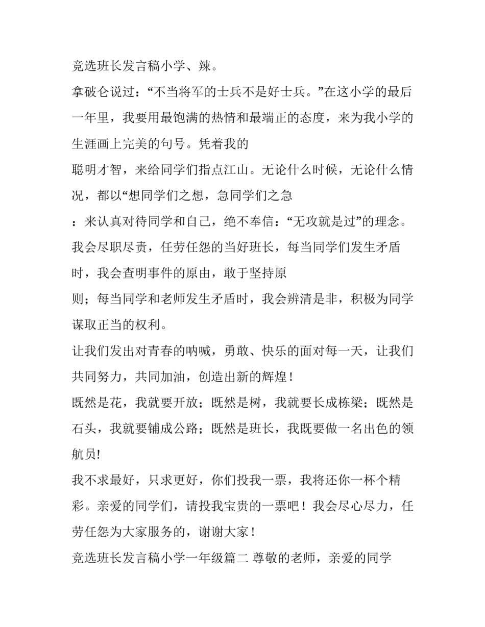 最新竞选班长发言稿小学一年级(三篇)_第3页