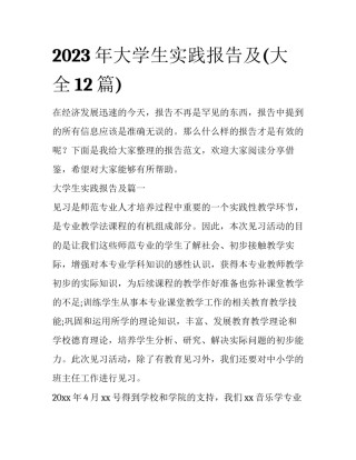 2023年大学生实践报告及(大全12篇)