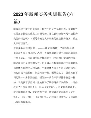 2023年新闻实务实训报告(六篇)