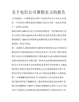 关于电信公司暑假实习的报告