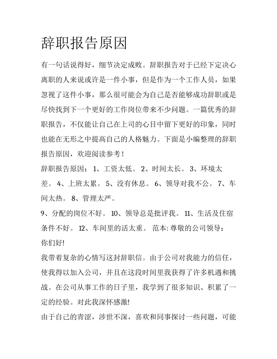 辞职报告原因_第1页