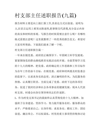 村支部主任述职报告(九篇)
