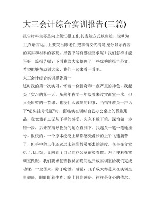 大三会计综合实训报告(三篇)
